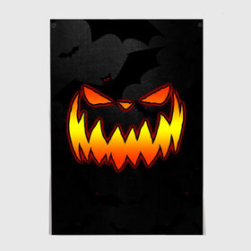 Постер с принтом Pumpkin smile and bats в Белгороде, 100% бумага
 | бумага, плотность 150 мг. Матовая, но за счет высокого коэффициента гладкости имеет небольшой блеск и дает на свету блики, но в отличии от глянцевой бумаги не покрыта лаком | 2020 | bat | bats | face | halloween | mask | nightmare | pumpkin | scary | smile | smiling | летучая | лицо | маска | мыши | мышь | привидение | страшная | тыква | улыбка | хэлоуин