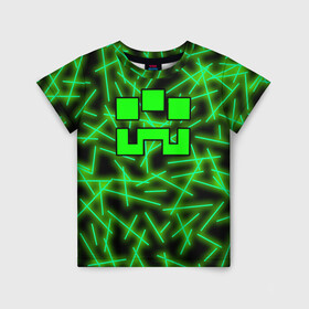 Детская футболка 3D с принтом Minecraft creeper в Белгороде, 100% гипоаллергенный полиэфир | прямой крой, круглый вырез горловины, длина до линии бедер, чуть спущенное плечо, ткань немного тянется | alex | blox | creeper | dungeons | logo game | pixel | steve | алекс | герои | голем | детям | зомби | квадраты | кислотный | крипер | куб | логотипы игр | майнкрафт | мальчикам | мобы | неоновый | персонажи | пиксель