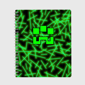 Тетрадь с принтом Minecraft creeper в Белгороде, 100% бумага | 48 листов, плотность листов — 60 г/м2, плотность картонной обложки — 250 г/м2. Листы скреплены сбоку удобной пружинной спиралью. Уголки страниц и обложки скругленные. Цвет линий — светло-серый
 | alex | blox | creeper | dungeons | logo game | pixel | steve | алекс | герои | голем | детям | зомби | квадраты | кислотный | крипер | куб | логотипы игр | майнкрафт | мальчикам | мобы | неоновый | персонажи | пиксель