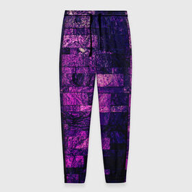 Мужские брюки 3D с принтом Purple-Wall в Белгороде, 100% полиэстер | манжеты по низу, эластичный пояс регулируется шнурком, по бокам два кармана без застежек, внутренняя часть кармана из мелкой сетки | abstraction | bricks | dark | pink | purple | ribbed | texture | tiles | wall | абстракция | кирпичи | плитка | ребристый | розовый | стена | текстура | темный | фиолетовый