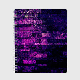 Тетрадь с принтом Purple-Wall в Белгороде, 100% бумага | 48 листов, плотность листов — 60 г/м2, плотность картонной обложки — 250 г/м2. Листы скреплены сбоку удобной пружинной спиралью. Уголки страниц и обложки скругленные. Цвет линий — светло-серый
 | Тематика изображения на принте: abstraction | bricks | dark | pink | purple | ribbed | texture | tiles | wall | абстракция | кирпичи | плитка | ребристый | розовый | стена | текстура | темный | фиолетовый