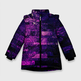 Зимняя куртка для девочек 3D с принтом Purple-Wall в Белгороде, ткань верха — 100% полиэстер; подклад — 100% полиэстер, утеплитель — 100% полиэстер. | длина ниже бедра, удлиненная спинка, воротник стойка и отстегивающийся капюшон. Есть боковые карманы с листочкой на кнопках, утяжки по низу изделия и внутренний карман на молнии. 

Предусмотрены светоотражающий принт на спинке, радужный светоотражающий элемент на пуллере молнии и на резинке для утяжки. | abstraction | bricks | dark | pink | purple | ribbed | texture | tiles | wall | абстракция | кирпичи | плитка | ребристый | розовый | стена | текстура | темный | фиолетовый