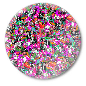 Значок с принтом $-tickers в Белгороде,  металл | круглая форма, металлическая застежка в виде булавки | abstraction | background | colorful | jdm | sticker | stickers | style | texture | абстракция | наклейки | разноцветный | стикер | стиль | текстура | фон
