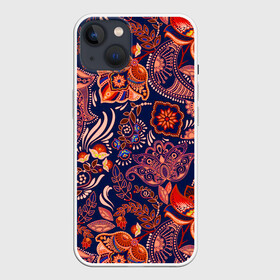 Чехол для iPhone 13 с принтом Ornament в Белгороде,  |  | branches | colorful | flowers | leaves | ornament | pattern | ветки | листья | орнамент | разноцветный | узор | цветы