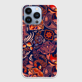 Чехол для iPhone 13 Pro с принтом Ornament в Белгороде,  |  | branches | colorful | flowers | leaves | ornament | pattern | ветки | листья | орнамент | разноцветный | узор | цветы