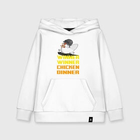 Детская толстовка хлопок с принтом PUBG Winner Chicken Dinner в Белгороде, 100% хлопок | Круглый горловой вырез, эластичные манжеты, пояс, капюшен | pubg | winner chicken dinner | пубг