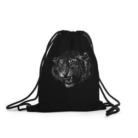 Рюкзак-мешок 3D с принтом Тигр в Белгороде, 100% полиэстер | плотность ткани — 200 г/м2, размер — 35 х 45 см; лямки — толстые шнурки, застежка на шнуровке, без карманов и подкладки | животные | звери | оскал тигра | тигр | хищник
