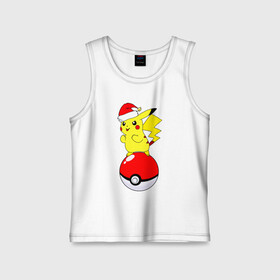 Детская майка хлопок с принтом Новогодний Пикачу в Белгороде,  |  | baby | kawaii | new year | pika pika | pikachu | pokeball | pokemon | pokemon go | team | детям | зверек | зима | зимний | иви | кавайный | колпак | кот | малыш | мордочка | новогодний | новый год | пика пика | пикачу | покеболл | покемон го