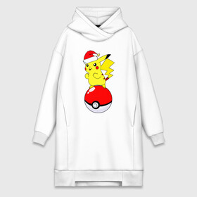 Платье-худи хлопок с принтом Новогодний Пикачу в Белгороде,  |  | baby | kawaii | new year | pika pika | pikachu | pokeball | pokemon | pokemon go | team | детям | зверек | зима | зимний | иви | кавайный | колпак | кот | малыш | мордочка | новогодний | новый год | пика пика | пикачу | покеболл | покемон го