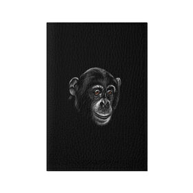 Обложка для паспорта матовая кожа с принтом Обезьяна в Белгороде, натуральная матовая кожа | размер 19,3 х 13,7 см; прозрачные пластиковые крепления | животные | обезьяна | обезьяны | приматы | шимпанзе
