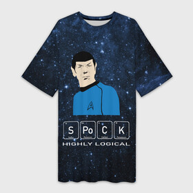 Платье-футболка 3D с принтом SPOCK (Z) в Белгороде,  |  | spock | spok | star trek | startrek | вулканец | звездный путь | звездный флот | логика | спок | телесериал | энтерпрайз