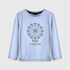 Детский лонгслив 3D с принтом Лондон London Eye в Белгороде, 100% полиэстер | длинные рукава, круглый вырез горловины, полуприлегающий силуэт
 | blue circle | england | english | europe | eye | gb | icon | london | travel | uk | vacation | англия | аттракцион | великобритания | европа | иконка | колесо обозрения | лондон | лондонский глаз | надпись | отпуск | поездка | путешествие |
