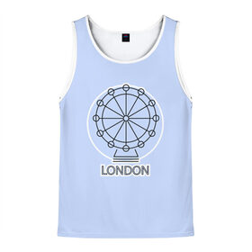 Мужская майка 3D с принтом Лондон London Eye в Белгороде, 100% полиэстер | круглая горловина, приталенный силуэт, длина до линии бедра. Пройма и горловина окантованы тонкой бейкой | Тематика изображения на принте: blue circle | england | english | europe | eye | gb | icon | london | travel | uk | vacation | англия | аттракцион | великобритания | европа | иконка | колесо обозрения | лондон | лондонский глаз | надпись | отпуск | поездка | путешествие |