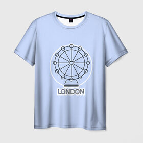 Мужская футболка 3D с принтом Лондон London Eye в Белгороде, 100% полиэфир | прямой крой, круглый вырез горловины, длина до линии бедер | blue circle | england | english | europe | eye | gb | icon | london | travel | uk | vacation | англия | аттракцион | великобритания | европа | иконка | колесо обозрения | лондон | лондонский глаз | надпись | отпуск | поездка | путешествие |
