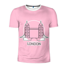 Мужская футболка 3D спортивная с принтом Лондон London Tower bridge в Белгороде, 100% полиэстер с улучшенными характеристиками | приталенный силуэт, круглая горловина, широкие плечи, сужается к линии бедра | bridge | england | english | gb | london | tower | uk | английский | англия | башни | великобритания | закат | иконка | лайнарт | лондон | мост | надпись | розовый круг | слово | тауэрский | юк