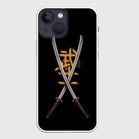 Чехол для iPhone 13 mini с принтом 2 Katanas в Белгороде,  |  | art | chinese character | katanas | swords | арт | катаны | китайский иероглиф | мечи