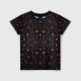 Детская футболка 3D с принтом HALLOWEEN в Белгороде, 100% гипоаллергенный полиэфир | прямой крой, круглый вырез горловины, длина до линии бедер, чуть спущенное плечо, ткань немного тянется | подарок на хэллоуин | страшное | тыква | хэллоуин
