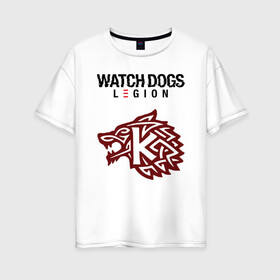 Женская футболка хлопок Oversize с принтом Преступность Watch Dogs Legion в Белгороде, 100% хлопок | свободный крой, круглый ворот, спущенный рукав, длина до линии бедер
 | action | action adventure | game watch dogs | legion | watch dogs | watch dogs legion | банда | ватч догз легион | ватч догс | знак преступности | игра watch dogs | клан | кланы | легион | лого | логотип | логотип watch dogs | лондон | надп