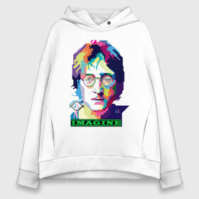 Женское худи Oversize хлопок с принтом John Lennon Imagine в Белгороде, френч-терри — 70% хлопок, 30% полиэстер. Мягкий теплый начес внутри —100% хлопок | боковые карманы, эластичные манжеты и нижняя кромка, капюшон на магнитной кнопке | Тематика изображения на принте: beatles | imagine | john | lennon | the beatles | битлз | битлы | группа | джон | купить | леннон | леннона | очки | рок н ролл | с группы | хиппи