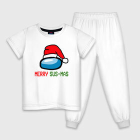 Детская пижама хлопок с принтом AMONG US НОВОГОДНИЙ в Белгороде, 100% хлопок |  брюки и футболка прямого кроя, без карманов, на брюках мягкая резинка на поясе и по низу штанин
 | 