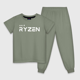 Детская пижама хлопок с принтом Kuku Ryzen в Белгороде, 100% хлопок |  брюки и футболка прямого кроя, без карманов, на брюках мягкая резинка на поясе и по низу штанин
 | amd | amd ryzen | cpu | intel | kukuryzen | radeon | ryzen | zen | кукурузен | процессор | райзен | рузен | рязань | цпу
