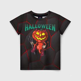Детская футболка 3D с принтом Halloween в Белгороде, 100% гипоаллергенный полиэфир | прямой крой, круглый вырез горловины, длина до линии бедер, чуть спущенное плечо, ткань немного тянется | blood | diablo | haloween | horror | дьявол | зомби | кости | кровь | мозги | мясо | страшилка | ужасы | хеллоуин | хелоуин