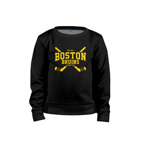 Детский свитшот хлопок с принтом Boston Bruins в Белгороде, 100% хлопок | круглый вырез горловины, эластичные манжеты, пояс и воротник | boston | boston bruins | bruins | hockey | nhl | usa | бостон | бостон брюинз | нхл | спорт | сша | хоккей | шайба