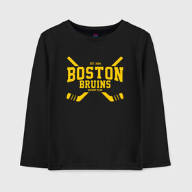 Детский лонгслив хлопок с принтом Boston Bruins в Белгороде, 100% хлопок | круглый вырез горловины, полуприлегающий силуэт, длина до линии бедер | boston | boston bruins | bruins | hockey | nhl | usa | бостон | бостон брюинз | нхл | спорт | сша | хоккей | шайба