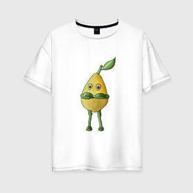Женская футболка хлопок Oversize с принтом Лимон в Белгороде, 100% хлопок | свободный крой, круглый ворот, спущенный рукав, длина до линии бедер
 | жёлтый | зелёный мультяшный | лимон | фрукты