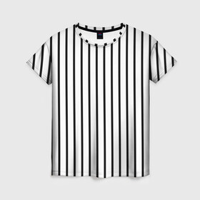 Женская футболка 3D с принтом Чёрные и белые полосы в Белгороде, 100% полиэфир ( синтетическое хлопкоподобное полотно) | прямой крой, круглый вырез горловины, длина до линии бедер | белая полоса | полоски | тонкие полоски | тонкие полосы | узор полоски | чёрная полоса | чёрно белые полосы