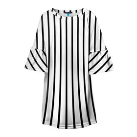 Детское платье 3D с принтом Чёрные и белые полосы в Белгороде, 100% полиэстер | прямой силуэт, чуть расширенный к низу. Круглая горловина, на рукавах — воланы | белая полоса | полоски | тонкие полоски | тонкие полосы | узор полоски | чёрная полоса | чёрно белые полосы