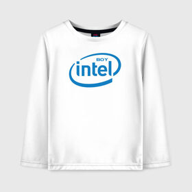 Детский лонгслив хлопок с принтом Intel Boy в Белгороде, 100% хлопок | круглый вырез горловины, полуприлегающий силуэт, длина до линии бедер | amd | amd boy | core | core i3 | core i5 | core i7 | cpu | intel | intel boy | интел | интел бой | процессор | цпу