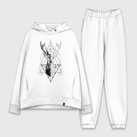 Женский костюм хлопок Oversize с принтом Polygonal deer в Белгороде,  |  | animals | black | circles | deer | drawing | forest | geometric | low poly | poly | silhouette | tattoo | triangles | wild | белый | геометрический | дикий | животные | звери | зверь | контур | круги | лес | лесной | мужской | олени | олень | полигональны