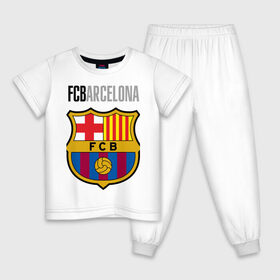 Детская пижама хлопок с принтом Barcelona FC в Белгороде, 100% хлопок |  брюки и футболка прямого кроя, без карманов, на брюках мягкая резинка на поясе и по низу штанин
 | Тематика изображения на принте: barca | barcelona | club | fc | leo messi | soccer | spanish | барса | барселона | испанский | клуб | лео месси | фк | футбол | футбольный