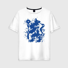 Женская футболка хлопок Oversize с принтом Chelsea FC в Белгороде, 100% хлопок | свободный крой, круглый ворот, спущенный рукав, длина до линии бедер
 | blue | chelsea | club | english | fc | football | london | retirees | soccer | английский | клуб | лондон | пенсионеры | синие | фк | футбол | футбольный | челси