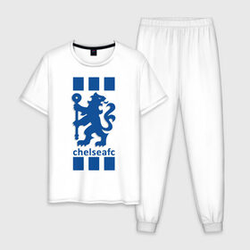Мужская пижама хлопок с принтом Chelsea FC в Белгороде, 100% хлопок | брюки и футболка прямого кроя, без карманов, на брюках мягкая резинка на поясе и по низу штанин
 | blue | chelsea | club | english | fc | football | london | retirees | soccer | английский | клуб | лондон | пенсионеры | синие | фк | футбол | футбольный | челси