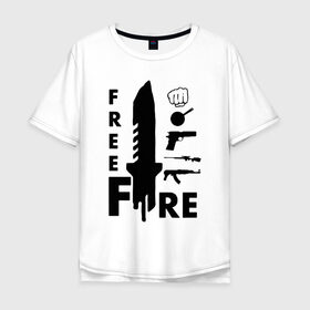 Мужская футболка хлопок Oversize с принтом GARENA FREE FIRE в Белгороде, 100% хлопок | свободный крой, круглый ворот, “спинка” длиннее передней части | free fire | free fire игра | garena fire fire | garena free fire | гарена фри фаер | гарена фри фаер алмазы. | фри фаер | фри фаер пк