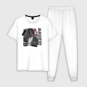 Мужская пижама хлопок с принтом SALUKI в Белгороде, 100% хлопок | брюки и футболка прямого кроя, без карманов, на брюках мягкая резинка на поясе и по низу штанин
 | rap | saluki | saluki rap | рэп | рэпер | салюки