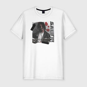 Мужская футболка хлопок Slim с принтом SALUKI в Белгороде, 92% хлопок, 8% лайкра | приталенный силуэт, круглый вырез ворота, длина до линии бедра, короткий рукав | Тематика изображения на принте: rap | saluki | saluki rap | рэп | рэпер | салюки