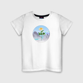 Детская футболка хлопок с принтом Пион и лента в Белгороде, 100% хлопок | круглый вырез горловины, полуприлегающий силуэт, длина до линии бедер | горы | гусу лань | ланьлин цзинь | пион | сияние средь снегов | цветок