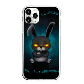 Чехол для iPhone 11 Pro матовый с принтом NEON HARE в Белгороде, Силикон |  | животное | заяц | злое | злые глаза | кролик | неон | плюшевое
