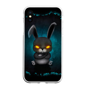 Чехол для iPhone XS Max матовый с принтом NEON HARE в Белгороде, Силикон | Область печати: задняя сторона чехла, без боковых панелей | Тематика изображения на принте: животное | заяц | злое | злые глаза | кролик | неон | плюшевое