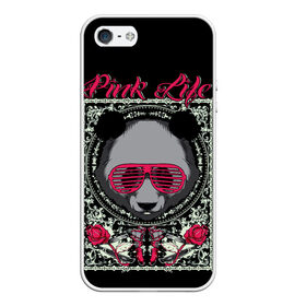 Чехол для iPhone 5/5S матовый с принтом Розовая жизнь в Белгороде, Силикон | Область печати: задняя сторона чехла, без боковых панелей | голова медведя. | голова панды | медведи | орнамент | панда | панда в розовых очках | розовая жизнь | розовый стиль | розы