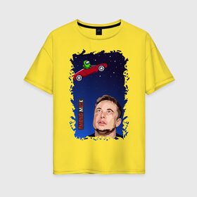 Женская футболка хлопок Oversize с принтом Маск среди нас_2 в Белгороде, 100% хлопок | свободный крой, круглый ворот, спущенный рукав, длина до линии бедер
 | among us | elon musk | tesla | илон макс | среди нас | тесла