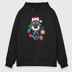 Мужское худи Oversize хлопок с принтом Christmas Luna Cat в Белгороде, френч-терри — 70% хлопок, 30% полиэстер. Мягкий теплый начес внутри —100% хлопок | боковые карманы, эластичные манжеты и нижняя кромка, капюшон на магнитной кнопке | 2021 | anime | sailor moon | дед мороз | игрушки | кот | котенок | котик | котэ | котя | кошка | лапочка | луна | милый | мимими | новогодний | новый год | носок | подарок | рождество | сейлор мун