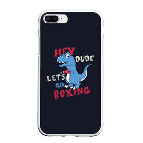 Чехол для iPhone 7Plus/8 Plus матовый с принтом Динозавр боксер в Белгороде, Силикон | Область печати: задняя сторона чехла, без боковых панелей | бокс | динозавр | динозавры | животные | спорт | юмор