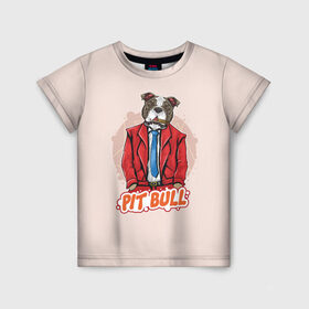 Детская футболка 3D с принтом Питбуль в Белгороде, 100% гипоаллергенный полиэфир | прямой крой, круглый вырез горловины, длина до линии бедер, чуть спущенное плечо, ткань немного тянется | pitbull | животные | питбуль | собака | юмор