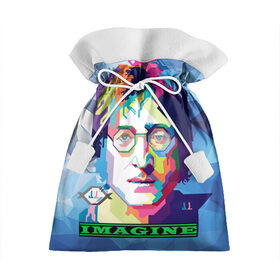 Подарочный 3D мешок с принтом Джон Леннон Imagine в Белгороде, 100% полиэстер | Размер: 29*39 см | Тематика изображения на принте: beatles | imagine | john | lennon | the beatles | битлз | битлы | группа | джон | купить | леннон | леннона | очки | рок н ролл | с группы | хиппи