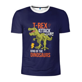 Мужская футболка 3D спортивная с принтом Тираннозавр в Белгороде, 100% полиэстер с улучшенными характеристиками | приталенный силуэт, круглая горловина, широкие плечи, сужается к линии бедра | динозавр | животные | звери | тираннозавр | хищник