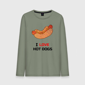 Мужской лонгслив хлопок с принтом Love HOT DOGS в Белгороде, 100% хлопок |  | еда | люблю | питание | сосиска | хот дог
